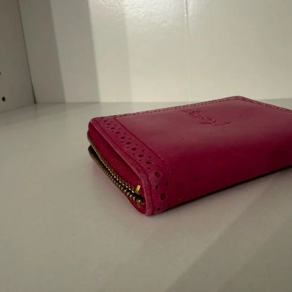 YSL - Yves Saint Laurent Magenta Leather Compact Wallet - with COA - Picture 5 of 10